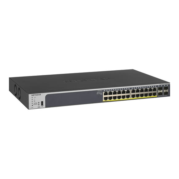 NETGEAR Smart GS728TP - V2 - switch - L3 - smart - 24 x 10/100/1000 (PoE+) + 4 x Gigabit SFP - rack-mountable - PoE+ (190 W)