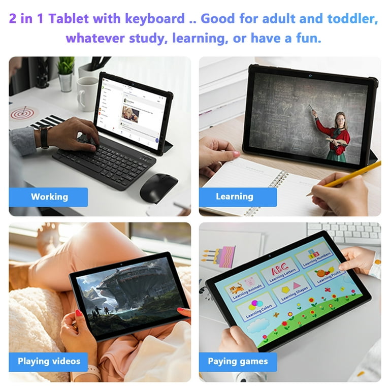 2024 Newest Android 13 Tablet with Keyboard, 10.1 inch Tablet,4 +