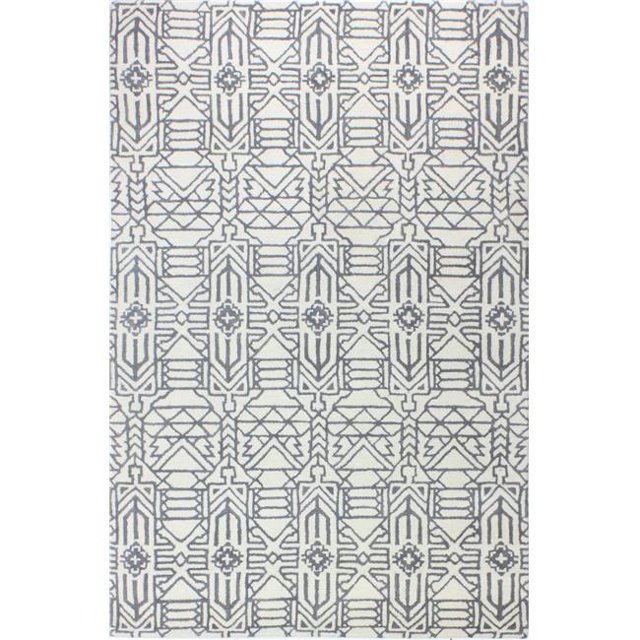 Bashian S185-IVGY-2.6X8-ST270 Bashian Chelsea Collection Moroccan Contemporary 100 Percent Wool Hand Tufted Area Rug, Ivory & Grey - 2 ft. 6 in. x 8 ft.