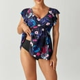 thumbnail image 7 of KIHOUT Women's Split Bikini Swimsuit Floral Print Peplum Ruffle Top Removable Padded Nylon for Beach Pool Summer, 7 of 7