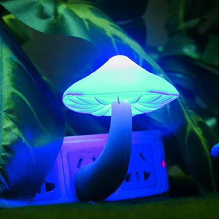 

Tiitstoy Colorful Energy Saving Mushroom LED Night Light Sensor Control Lamp Bedside Wall Blue