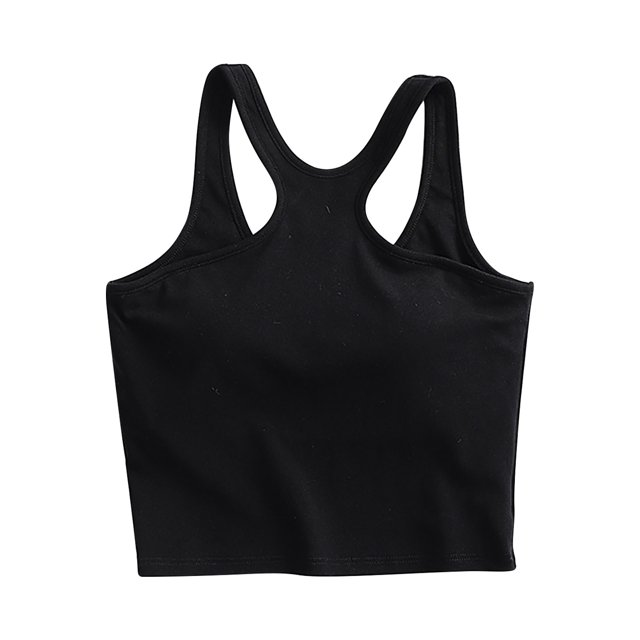 hotojiny Débardeurs pour Femmes Col Rond Sans Manches Crop Tops Mode Dos Nu Vêtements de Sortie Plage Vacances avec Soutien-Gorge Intégré