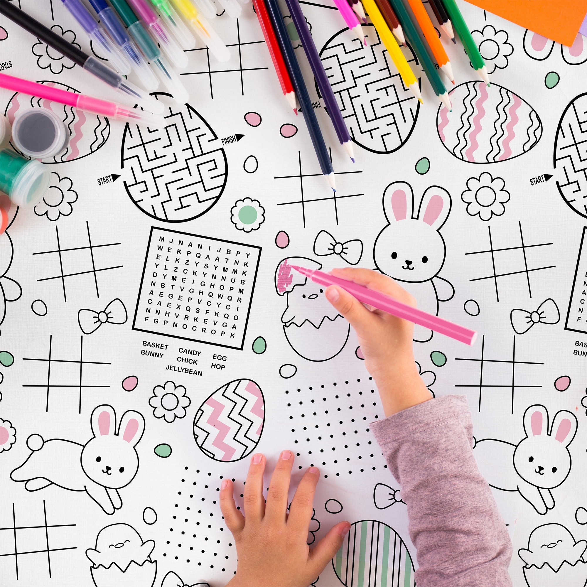 Way To Celebrate Easter Paper Activity Table Cover, Multicolor, 54 in x 84 in