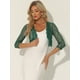 thumbnail image 4 of Top de encogimiento de hombros para mujer Allegra K Cárdigan de encaje floral Transparente manga 3/4 Verde Oscuro M, 4 of 6