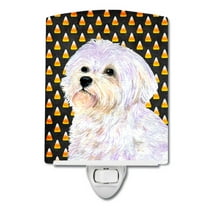 Caroline's Treasures SS4274CNL Maltese Candy Corn Halloween Portrait Ceramic Night Light, 6x4x3", multicolor