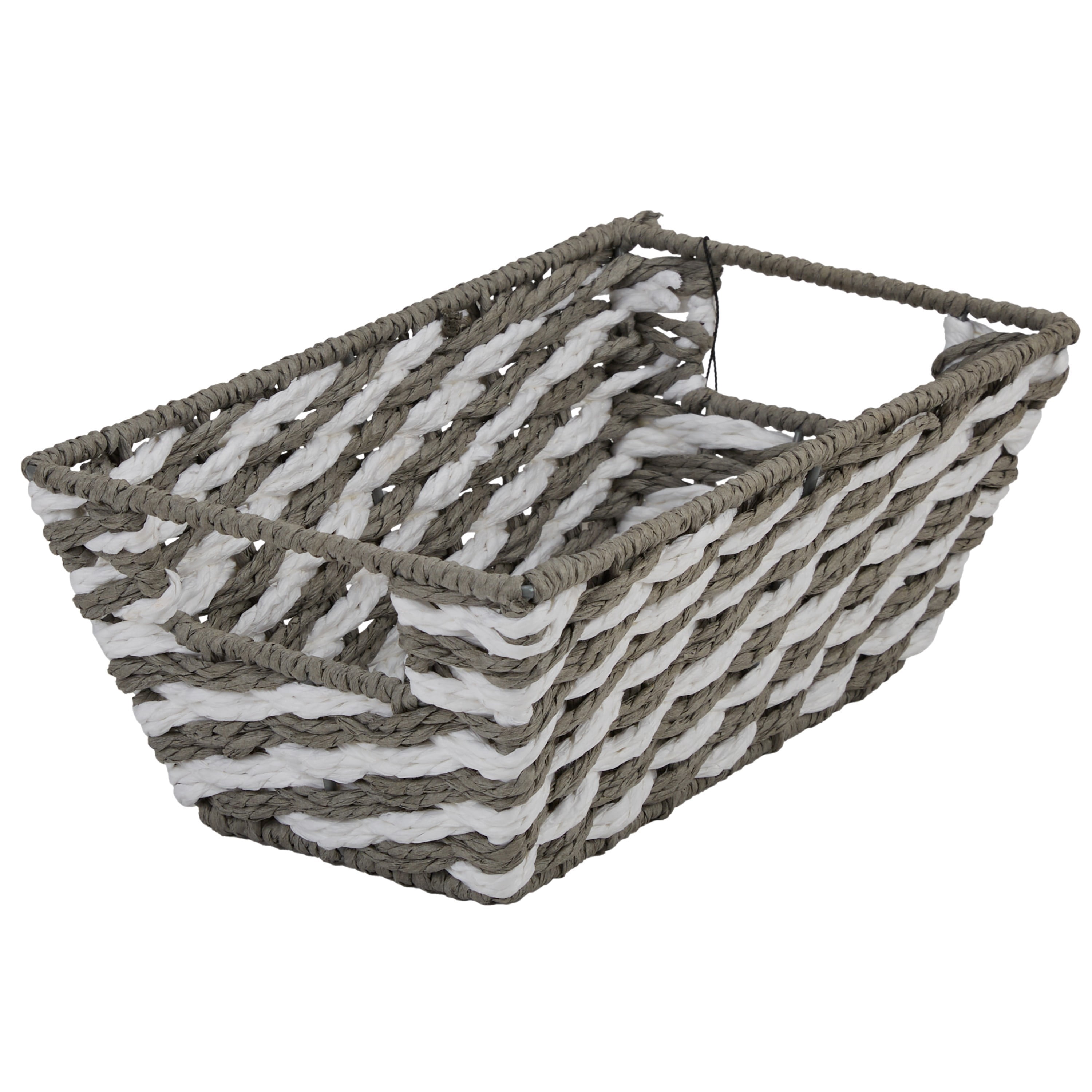 Simplify Small Striped Woven Basket in Gray