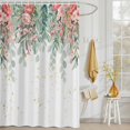 thumbnail image 3 of Shower Curtain Pink Rose Green Eucalyptus Leaves Shower Curtains for Bathroom Decor, Waterproof Polyester Shower Curtain Set with Hooks, Standard Size 72" x 72" White, 3 of 9