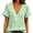 Green, variant on Women's Short Sleeve Ruffle Trim Shirts Summer Sweet V-Neck Plain Blouse Loose Lightweight Boho Beach Vacation Tops White