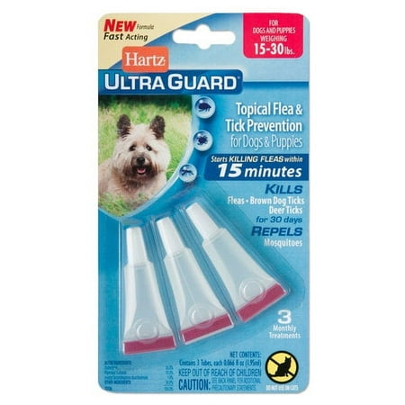 Hartz UltraGuard Flea and Tick Drops 16-30 lb Dog Treatment, 3 Ct