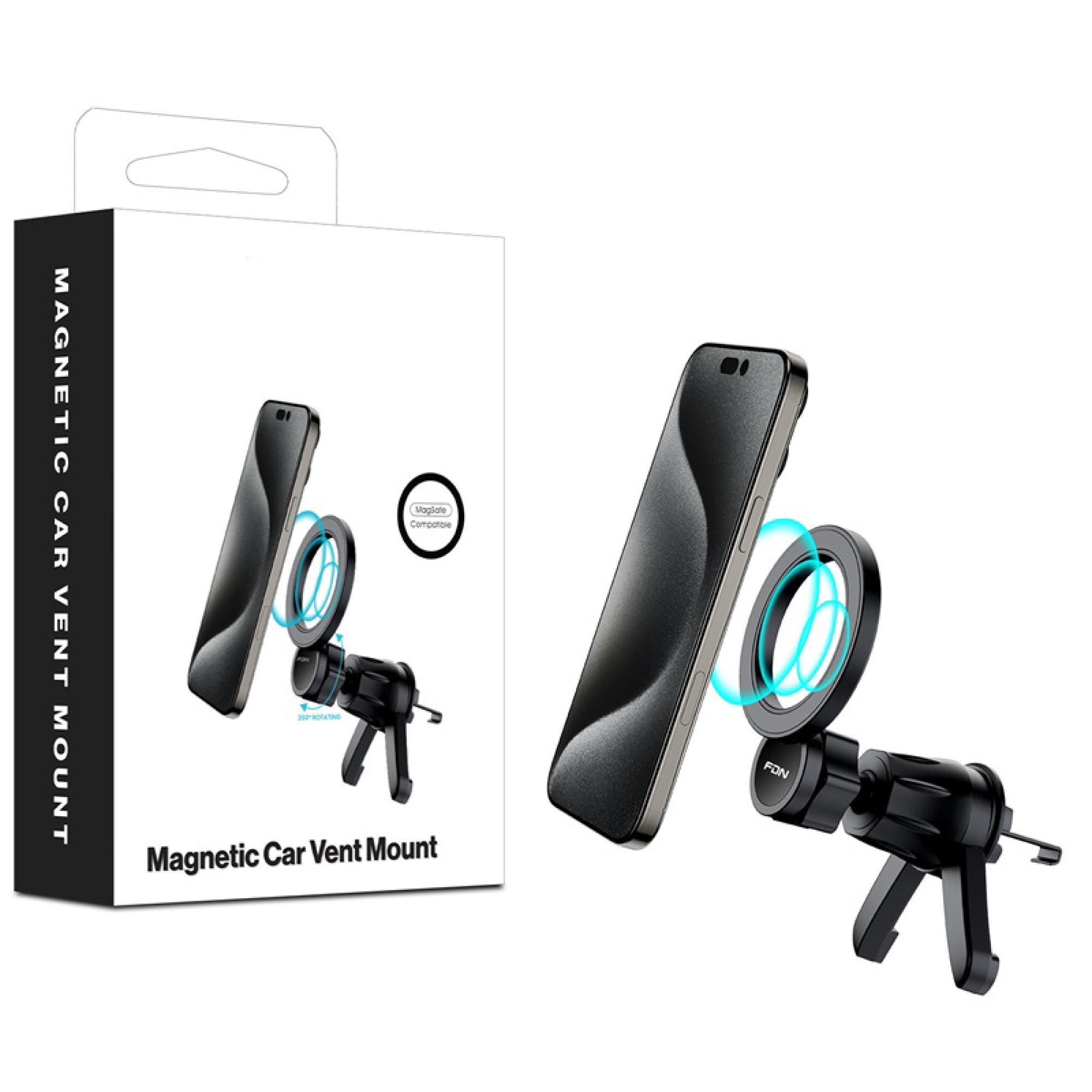 Car Vent Mount – Universal Magnetic Phone Holder with 360° Adjustable Rotation, Black