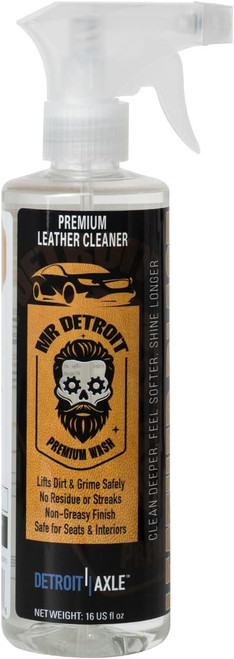 Mr. Detroit - 5pc Leather Care Kit with Horse Hair Leather Brush, Cleaner and Conditioner, Microfiber Towels, Carpet & Upholstery Cleaner for Car, Carpets, Furniture and More