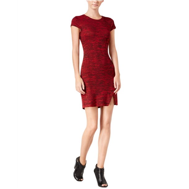 Kensie Vestido camisero teñido espacial para mujer, rojo, grande Kensie Camisa de vestir