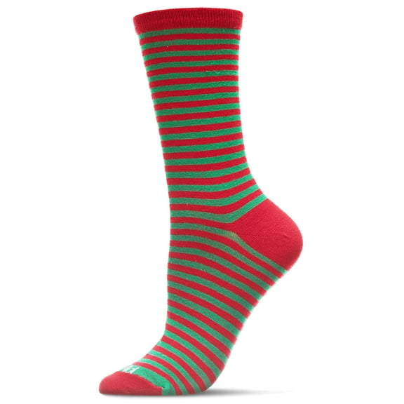 MeMoi Colorful Stripes Bamboo Blend Crew Socks - Womens - Female, 9-11, Winter White