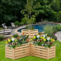 MCombo 2 Tier Corner Wood Raised Bed 46.6”x46.6”x35” 0315 (Natural)