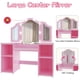 thumbnail image 1 of Historyli Tocador 2 en 1,tocador de princesa con luz táctil,espejo triple desmontable,estantes abiertos,juego de maquillaje de madera con silla para niñas,color rosa, 1 of 7