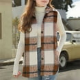 thumbnail image 2 of Jinhomg Plaid Vest Jackets for Teen Girls Oversized Sleeveless Stand Collar Jacket Button Down Checkered Open Front Cardigan Outerwear, 2 of 7