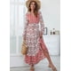 thumbnail image 2 of TEELYNN Vestido largo con estampado floral étnico de rayón de algodón vintage para mujer, vestido informal de manga larga estilo bohemio para otoño, vestidos con cuello en V, 2 of 5