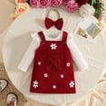 thumbnail image 2 of Tisuna Kids Girls Fall Outfit Set Soft Long Sleeve Crew Neck Floral Print Romper And Suspender Skirt Headband Outfits Children'S 3 Pieces Casual Wear Clothes Set Size 3-6 Months, 2 of 5