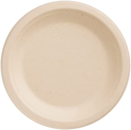 100% Compostable 6 Inch Heavy-Duty Eco-Friendly Disposable White Bagasse Plate, Made of Natural Sugarcane Fibers - 9" Biodegradable Paper Plates
