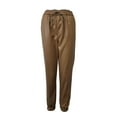 thumbnail image 1 of xiaxaixu Women Solid Color Trousers, Elastic Waist Leather Pants with Pockets, 1 of 7