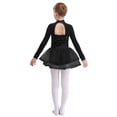 thumbnail image 5 of iiniim Lyrical Dance for Girls Sparkly Rhinestone Ballet Leotard with Wrap Skirts Modern Dancewear Black 6, 5 of 7
