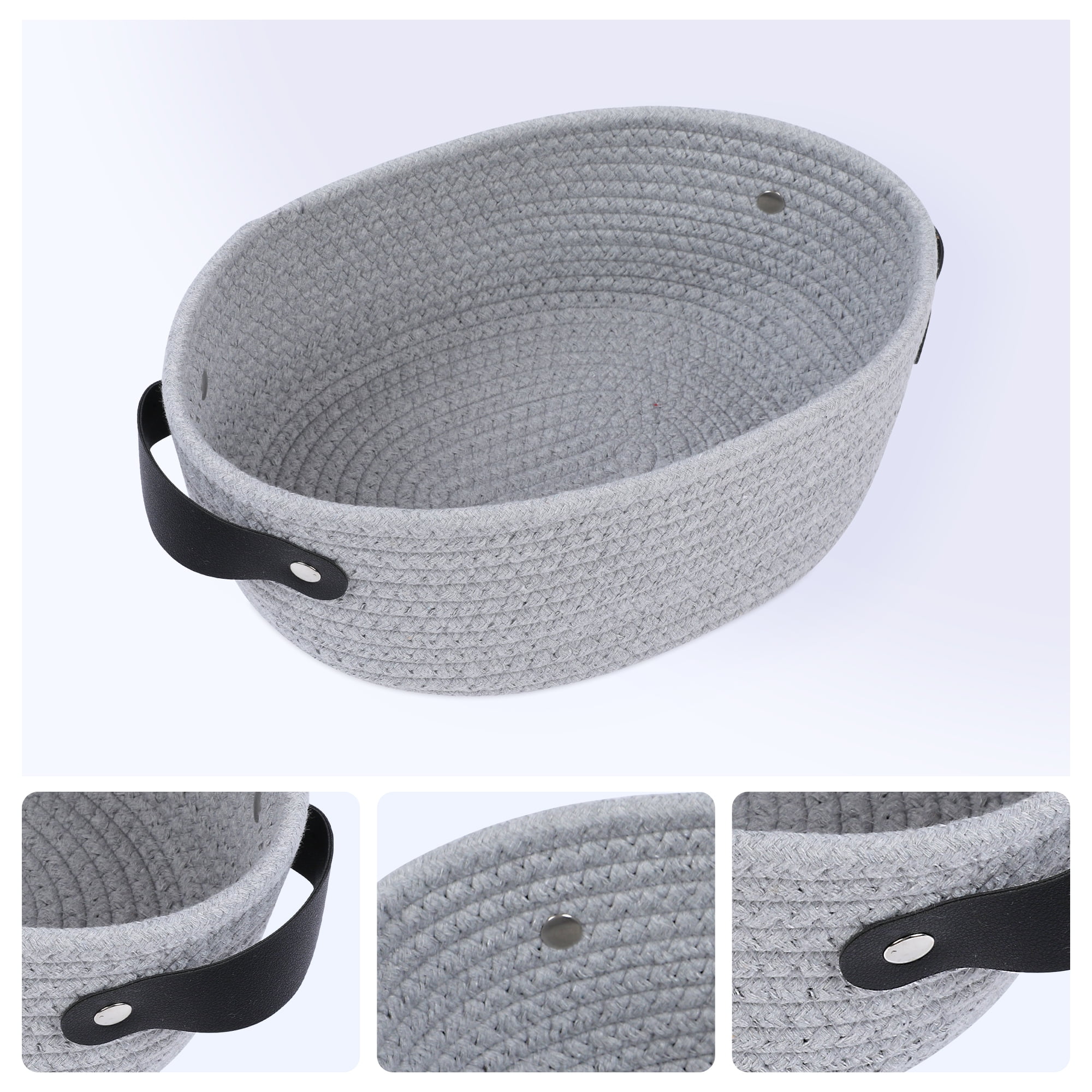 Unique Bargains 3Pcs Woven Storage Basket Gray 11.8*9.1*4.7in