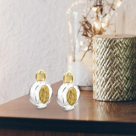 WASHWEPE Holyglass Bottles Holy Water Bottle Glass Golden 2Pcs
