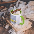 thumbnail image 5 of 3dRose, Your personal name initial letter K - monogrammed grey quatrefoil pattern - personalized yellow gray, 15oz Two-Tone Green Mug, 5 of 7