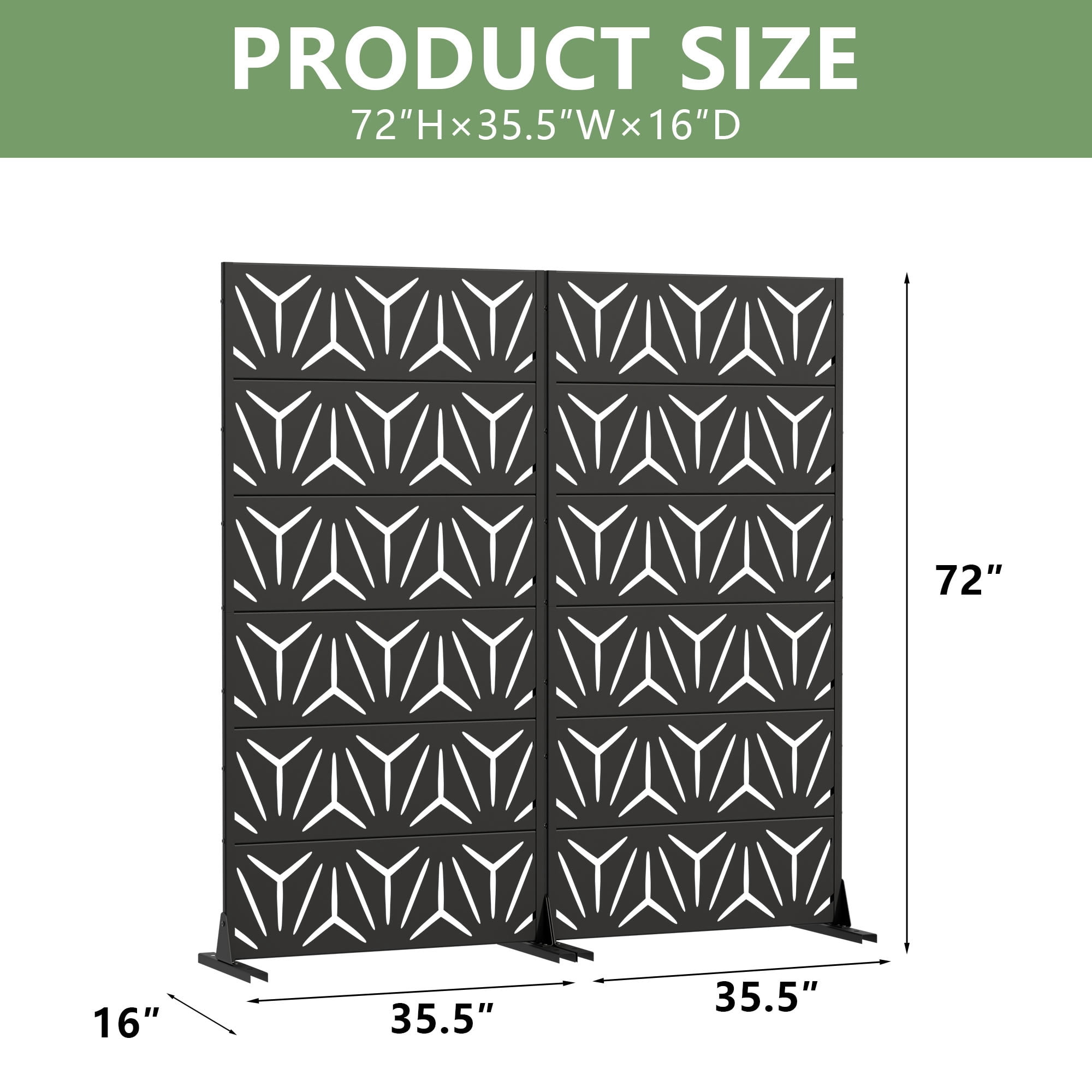 MAYEERTY 6 Panels Metal Outdoor Privacy Screen Garden Divider Patio Backyard Decorative Privacy Fence 2Pcs, 72×35.4×15.7in