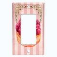 thumbnail image 5 of Metal Light Switch Plate Cover French Raspberry Cake Pink Stripes CAK046, 5 of 13
