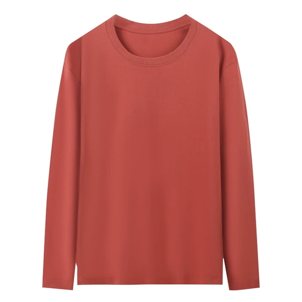 Ropa interior térmica para hombre, camisetas informales de manga larga con cuello redondo y bolsillos de color liso, blusas para hombre