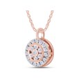 thumbnail image 2 of Round Shape Lab Grown Diamond Flower Cluster Pendant Necklace with Halo in 14K Rose Gold Jewelry For Women with 18" Silver Long Rope Chain (0.17 Cttw, H Color, SI2 Clarity), 2 of 6
