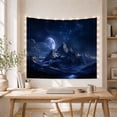thumbnail image 5 of Crescent Moon Over Peaks in Indigo Sky, Mystical Digital Art for Mountain Lovers, Star Map Decor, Housewarming Gift, Tapestry Wall Hanging for Bedroom, Study Room and Dorm, 5 of 7
