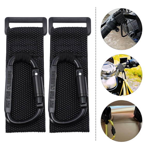 Toyvian Set of 2 Heavy Duty Black Stroller Hooks for Pushchairs, Bag Hangers to Carry Shopping Bags and Extra Items