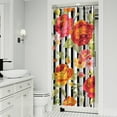 thumbnail image 2 of Wildflower Peony and Hummingbird Curtain – Watercolor Floral Print for Classic Farmhouse Bathroom Charm, 2 of 5