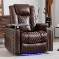 thumbnail image 3 of PAPROOS Zero Gravity Recliner Chair, Power Recliner with Laptop Table, Phone Holder, LED Reading Light, Storage Armrest and Cup Holder, Infinite Position Recliner for Living Room Office, Brown, 3 of 11