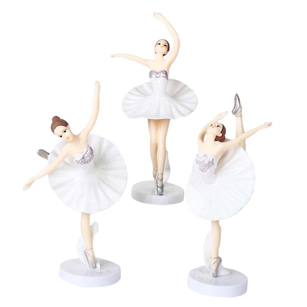 Conjunto de 3 Cake Topper Ballet Girls Decoración Centro de Cupcake Toppers para Cumpleaños Hornear Amor Regalos blanco Macarena primeros de la torta