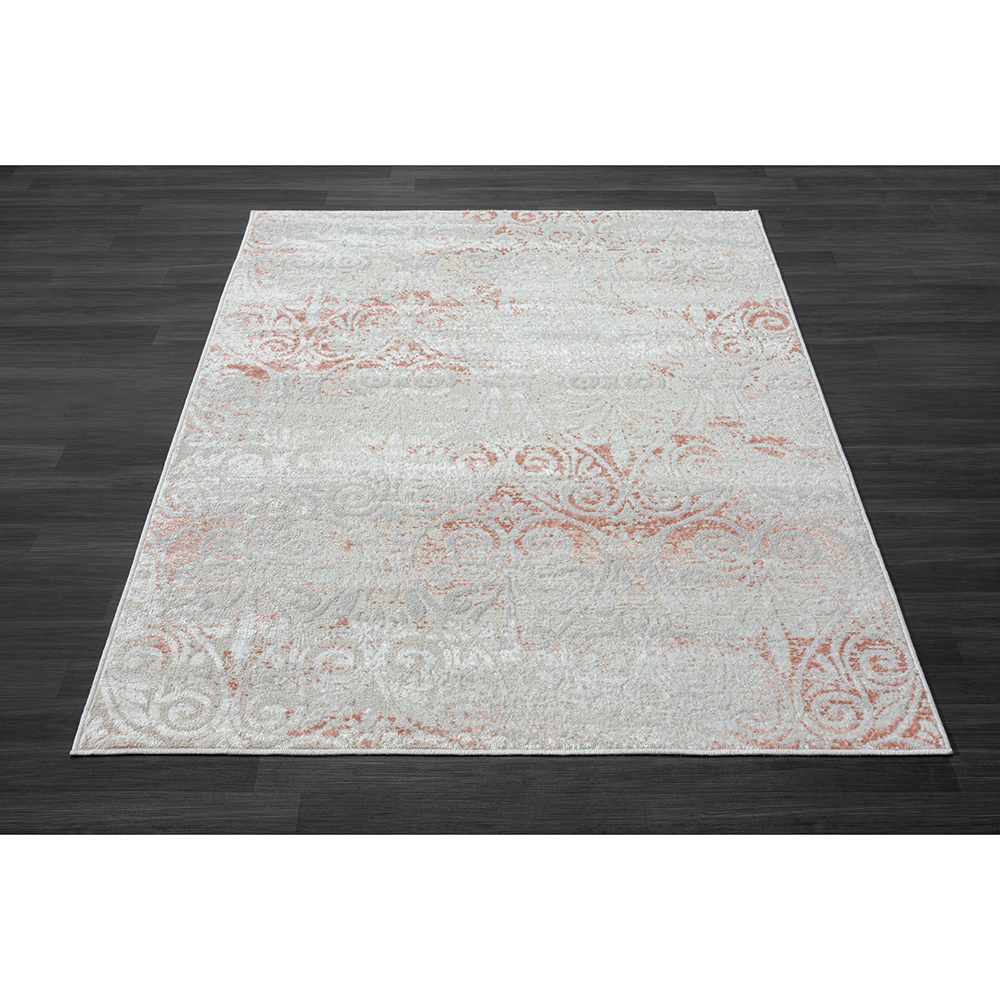 LR Home Carmen 7'9" x 9'9" Gray/Pink Floral Stain Resistant Indoor Area Rug