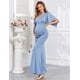 thumbnail image 4 of Vestido largo de maternidad AISWI con faja de flores azul claro, 4 of 6