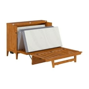 AFI Santa Fe Full Wood Murphy Bed Chest with 6 Mattress and Charger, Light Toffee