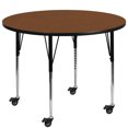 thumbnail image 1 of Mobile 48'' Round Oak HP Laminate Activity Table - Standard Height Adjustable Legs, 1 of 3