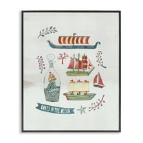 Stupell Industries Nautical Boats & Botanicals Nautical & Beach Painting Black Framed Art Print Wall Art, 11 x 14