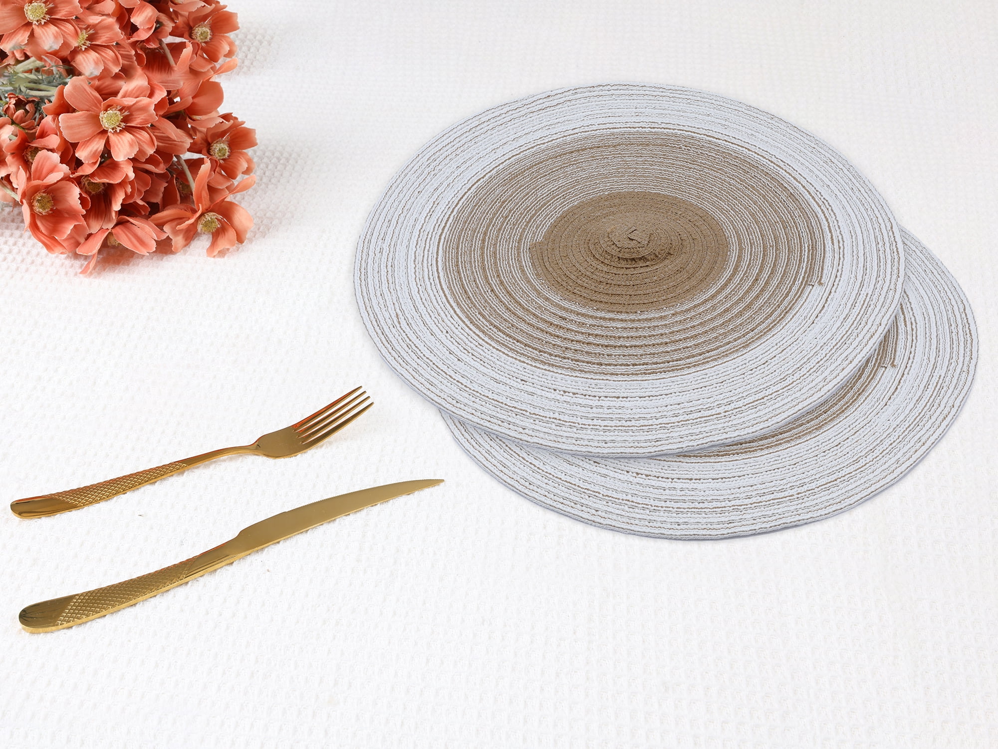Unique Bargains Set of 6 Rattan Placemats for Dining Table Coffee