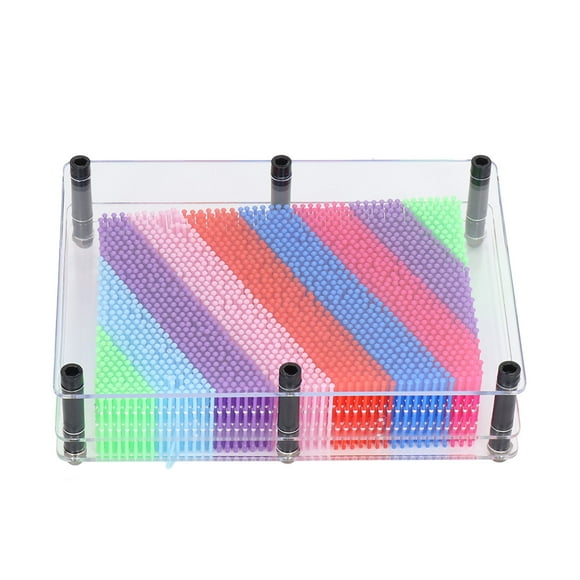 Pin Art Board Game, Tactile Games Plastic Pin Art Board for Office Transparent Frame,Black Frame