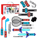 Switch Sports Accessories Bundle for Nintendo Allnice 12 in 1 Nintendo Switch Sports OLED Switch Accessories with Tennis Rackets Golf Culbs JoyPad Grips Sword Wrist & Leg Straps Wrist Bands