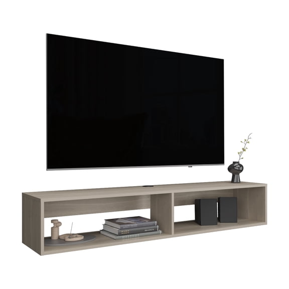 JUYG 10.4" TV Stand, White Oak, 2 Shelves