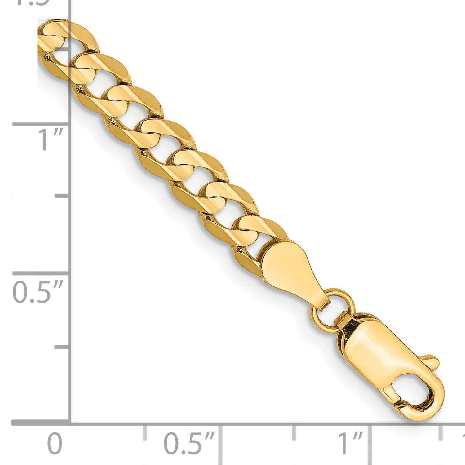 Primal Gold 14 Karat Yellow Gold 4.5mm Open Concave Curb Chain Bracelet