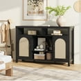 thumbnail image 5 of Senfot Wine Cabinate, Rattan Farmhouse Liquor Sideboard with Wine Racks,Boho Sideboard Buffet with Storage, Coffee Bar Shelves for Home Living Dining Room Entryway,Black, 5 of 7