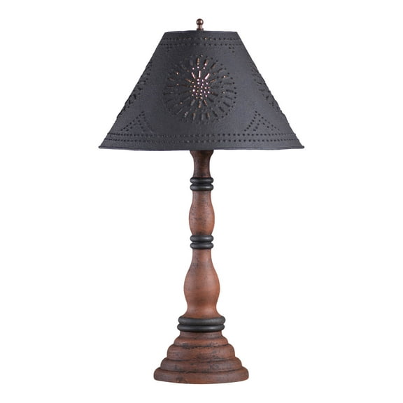 Irvins Country Tinware Davenport Lamp in Hartford Pumpkin with Shade