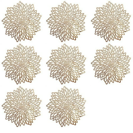 

Golden Round Placemat PVC Cut Out Wedding Banquet 15.5 Inch (8 Sets)